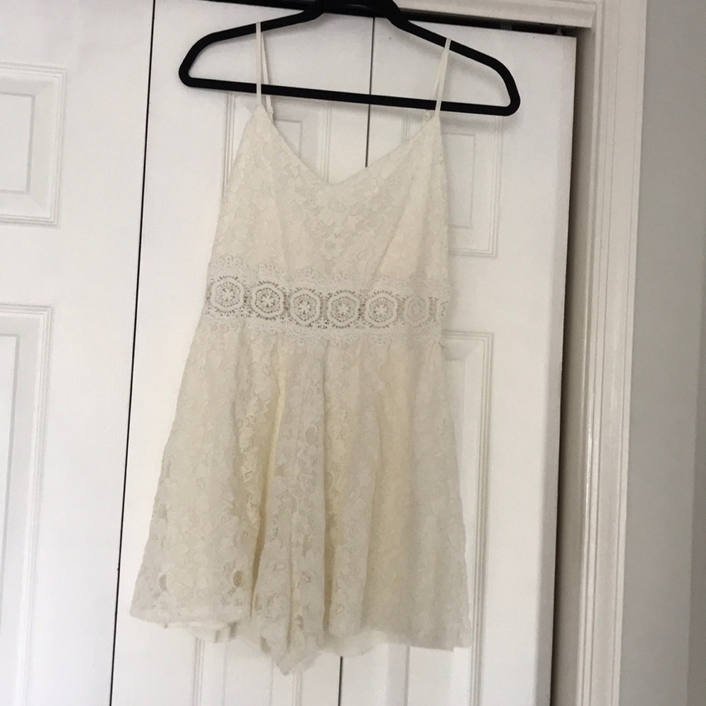 cream lace romper